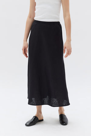 Assembly Stella Linen Bias Skirt Black