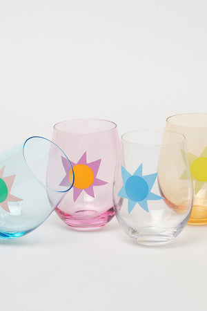 SunnyLife Stemless Glass Tumblers Utopia Multi Set of 4