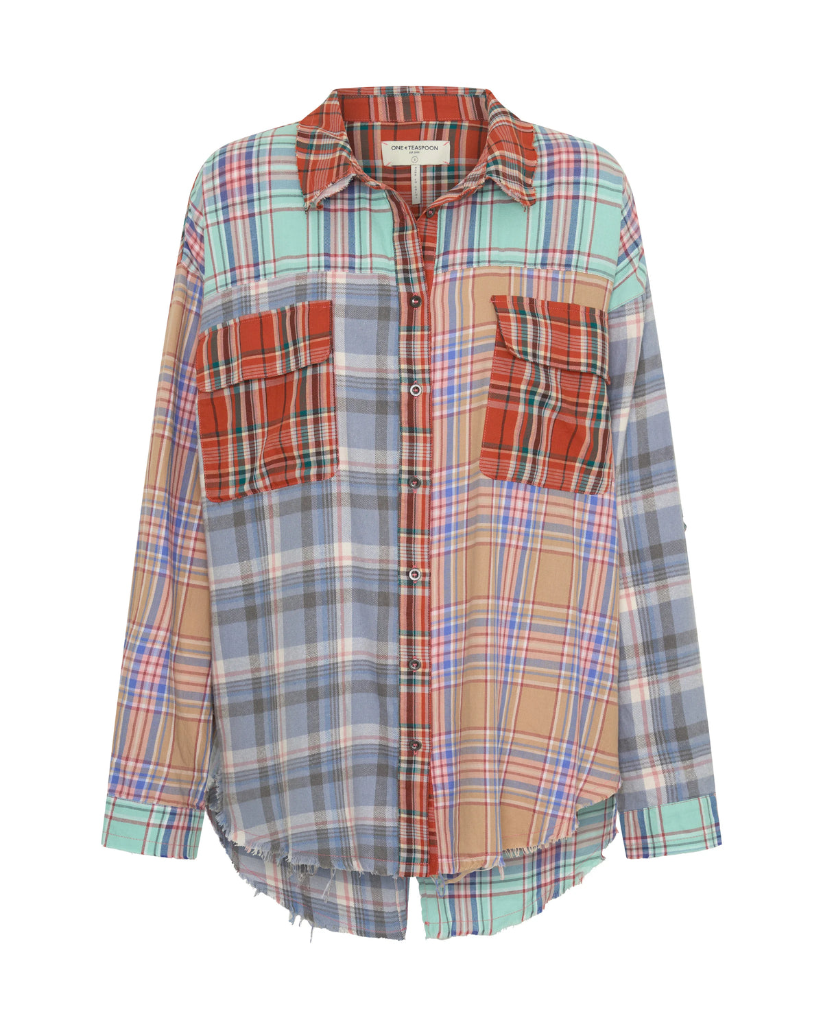 One Teaspoon Sunset Madras Check Tie Back Shirt-Multi Check