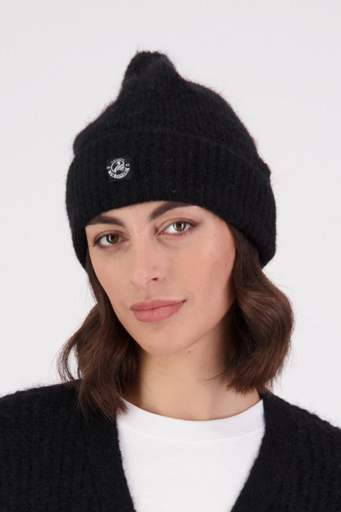 Swanndri Hutton Turn Up Bobble Beanie Black