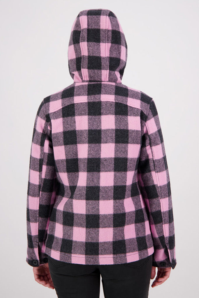 Swanndri Seattle V2 Wool Hoodie Shadow/Blossom Check