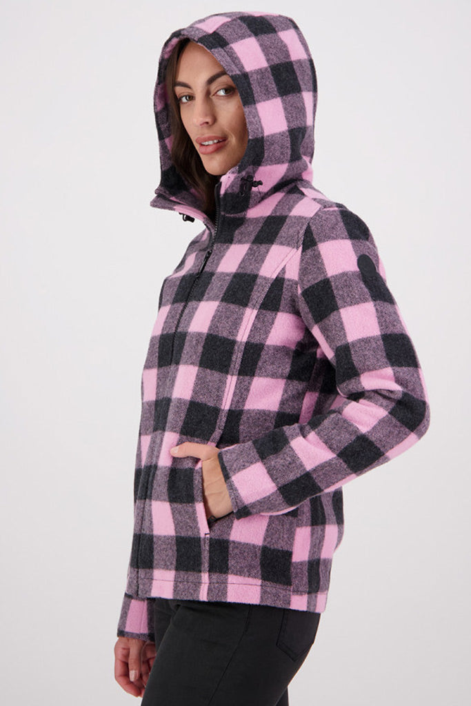 Swanndri Seattle V2 Wool Hoodie Shadow/Blossom Check