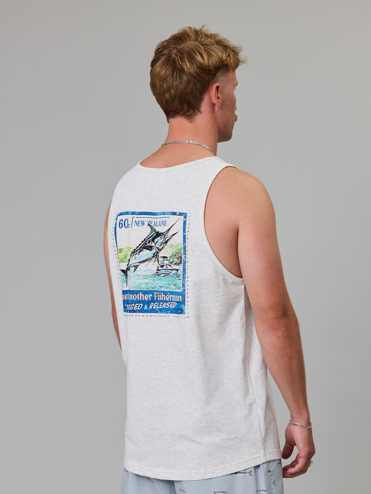 Just Another Fisherman Tagged And Released Singlet Silver Marle