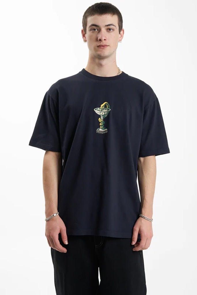 Thrills Thou Shall Not Oversize Fit Tee Midnight Blue