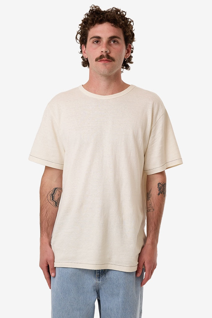 Thrills Hemp Thrills Embro Contrast Stitch Merch Fit Tee Dirty White