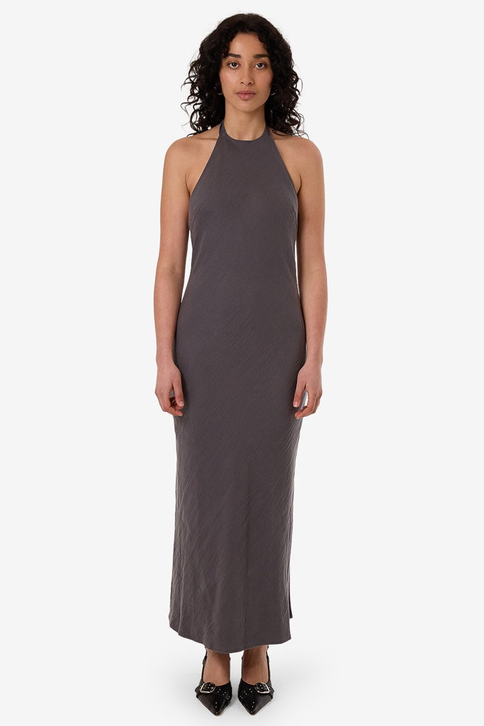 Thrills Rumi Halter Bias Dress Charcoal