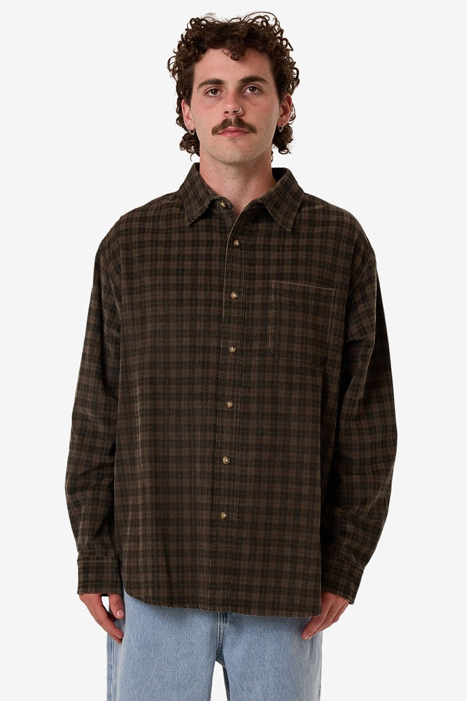 Thrills Thrills Union Cord Check Long Sleeve Shirt Falcon
