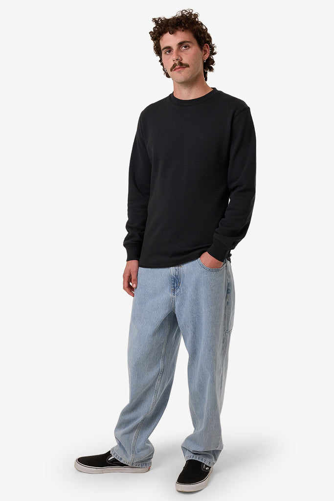 Thrills Adapted Waffle Long Sleeve Faded Black