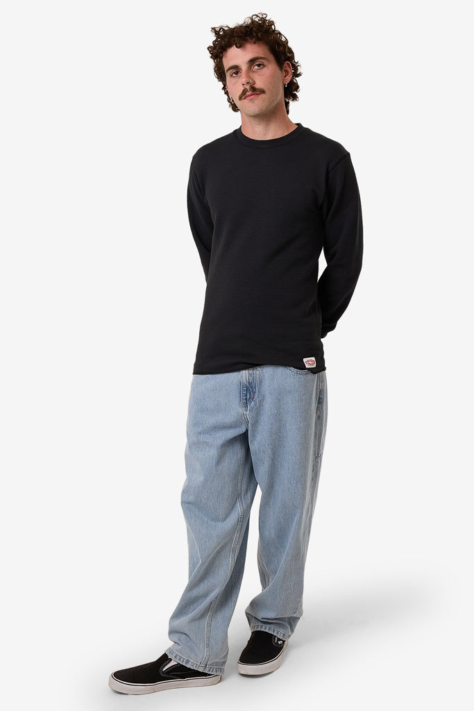 Thrills Adapted Waffle Long Sleeve Faded Black