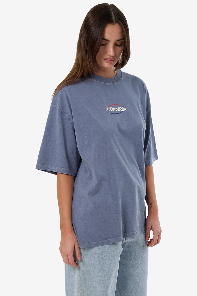 Thrills Fortune Favours Oversized Tee Rustic Blue