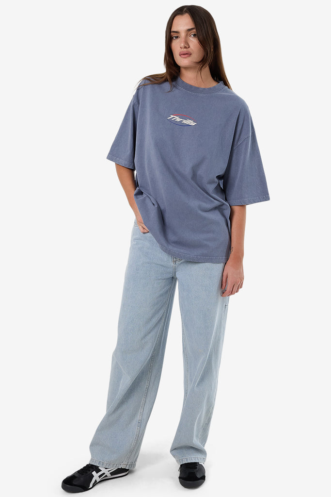 Thrills Fortune Favours Oversized Tee Rustic Blue