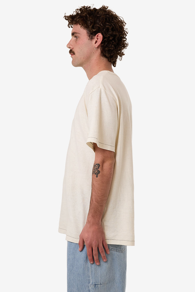 Thrills Hemp Thrills Embro Contrast Stitch Merch Fit Tee Dirty White