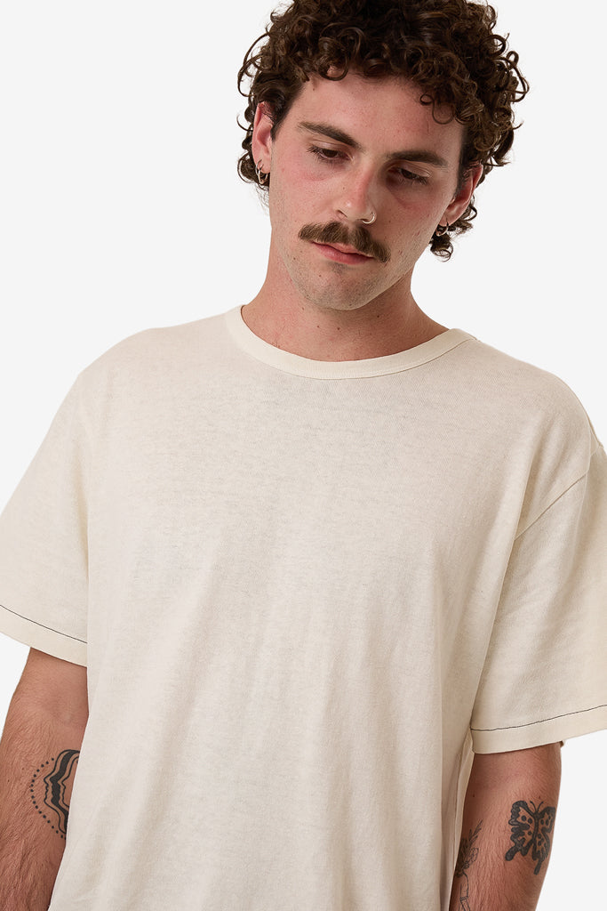 Thrills Hemp Thrills Embro Contrast Stitch Merch Fit Tee Dirty White