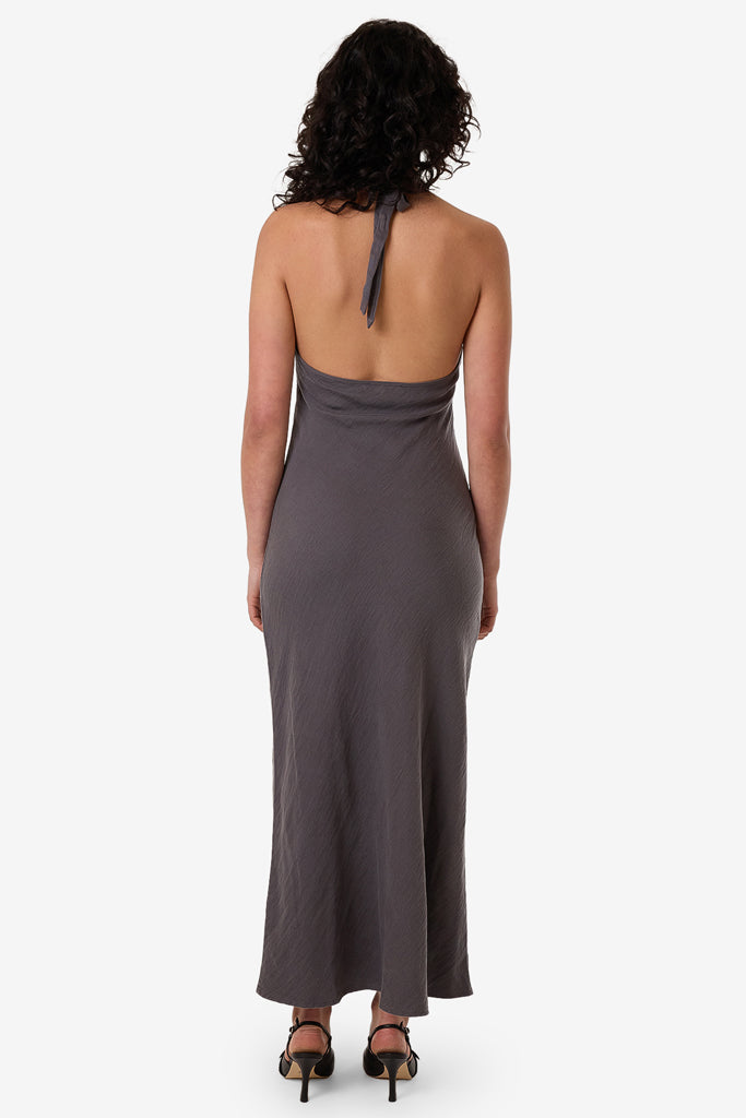 Thrills Rumi Halter Bias Dress Charcoal