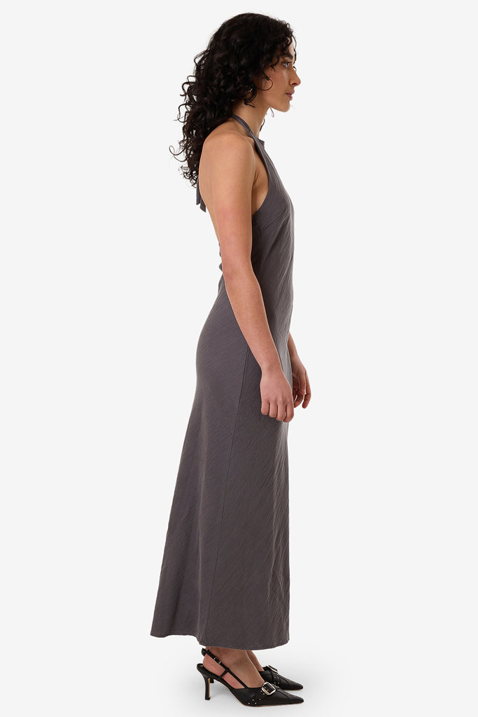 Thrills Rumi Halter Bias Dress Charcoal