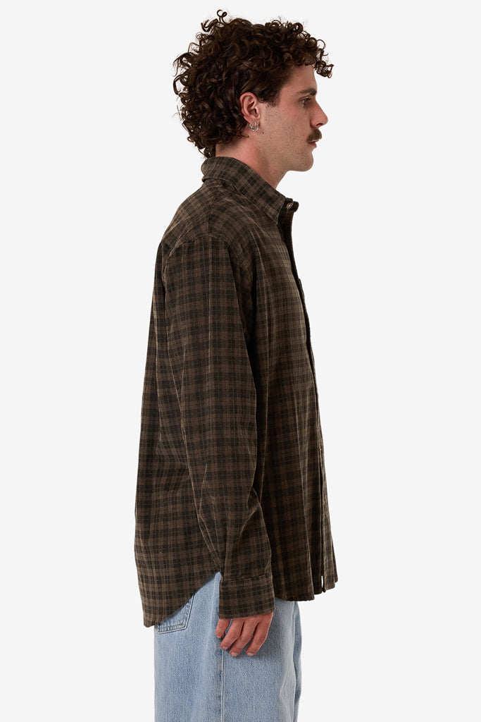 Thrills Thrills Union Cord Check Long Sleeve Shirt Falcon