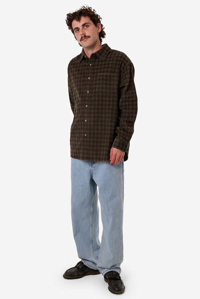 Thrills Thrills Union Cord Check Long Sleeve Shirt Falcon