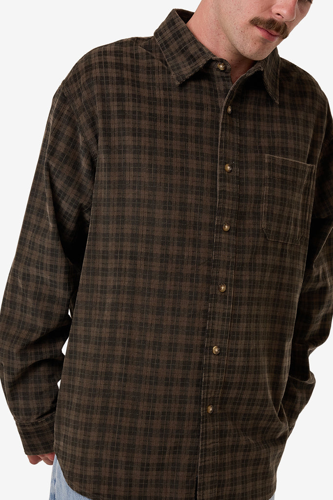 Thrills Thrills Union Cord Check Long Sleeve Shirt Falcon
