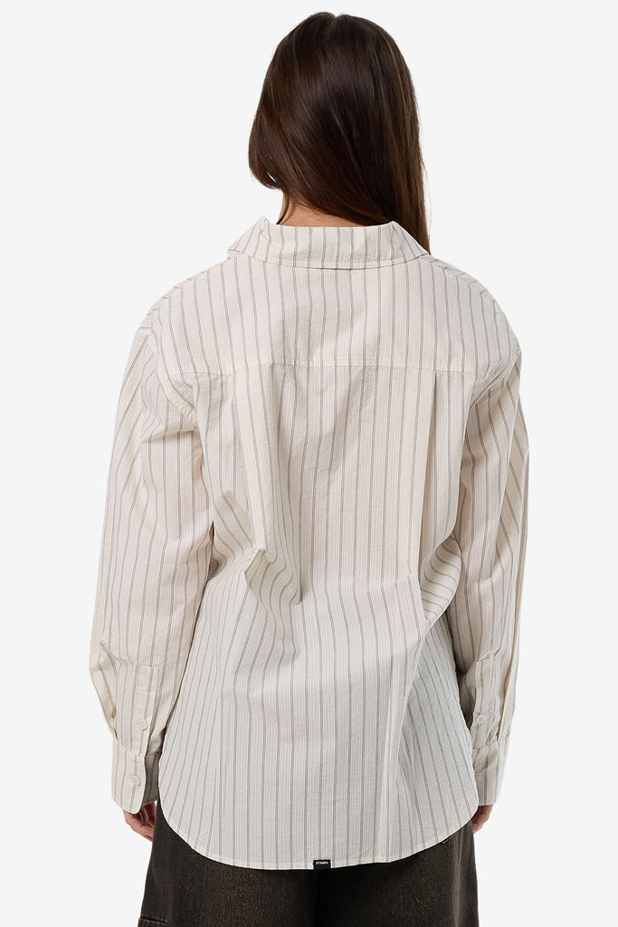Thrills Unwind Stripe Oversized Shirt Off White