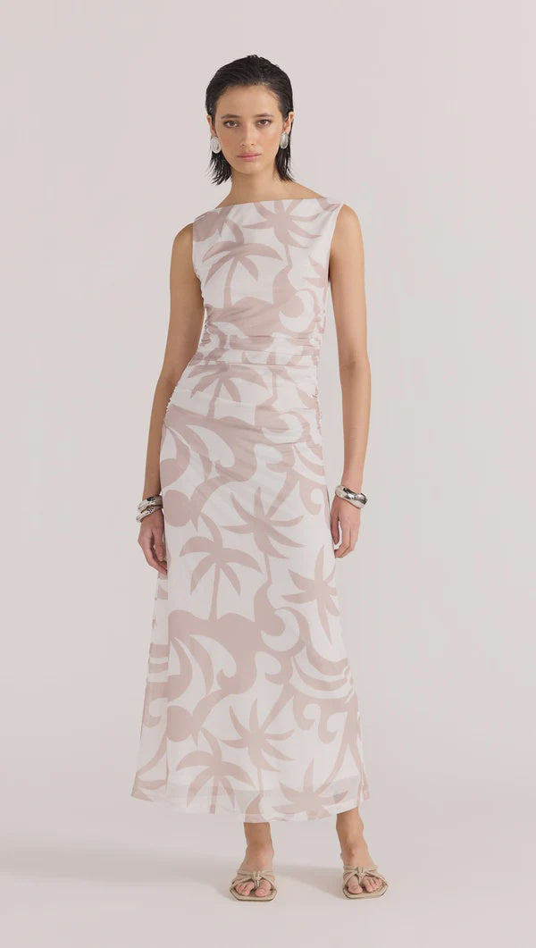 Staple the Label Celeste Mesh Maxi Dress- Wht/Bei