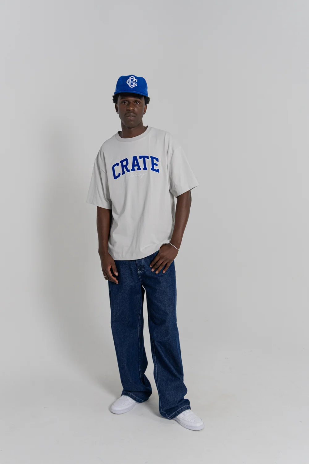 Crate Varsity Box Fit T-Shirt Storm Grey