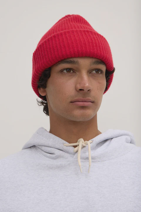 Assembly Wool Cashmere Rib Beanie Dark Cherry