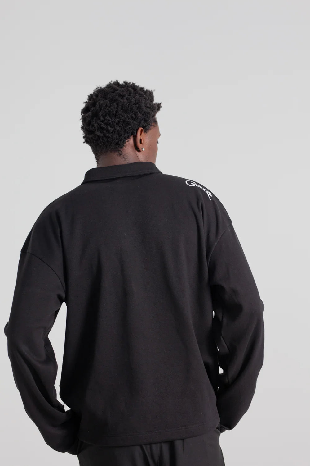 Crate Zip L/S Box Polo Shirt Black