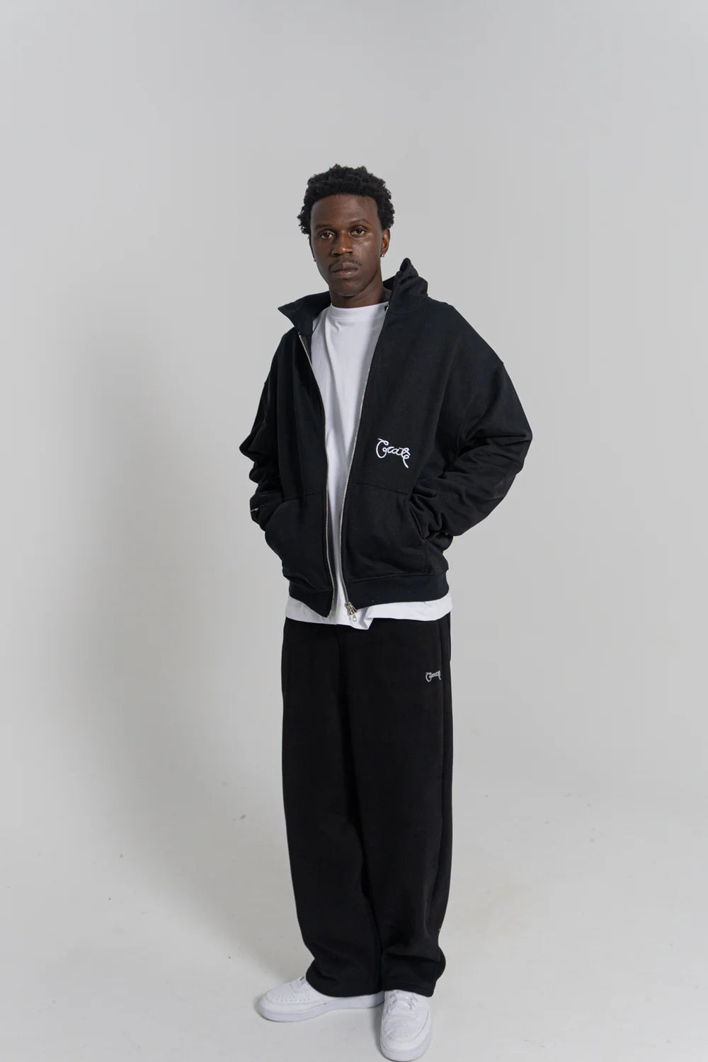 Crate Zip Up Box Fit Hoodie Black