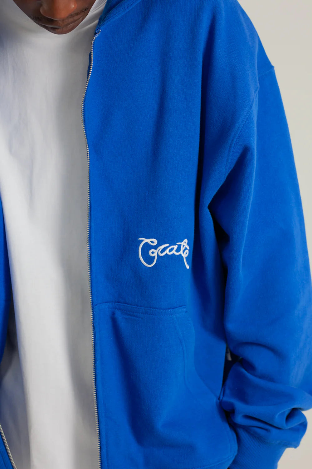 Crate Zip Up Box Fit Hoodie Crate Blue