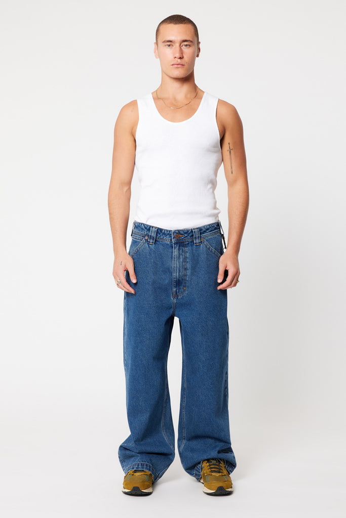 Abrand A7 Mega Baggy Gavin Emb Mid Vintage Indigo