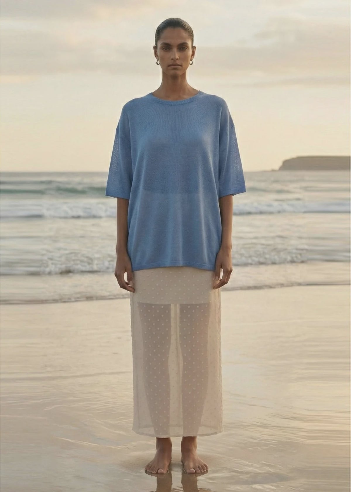 Staple the Label Orla Oversized Knit Tee Blue