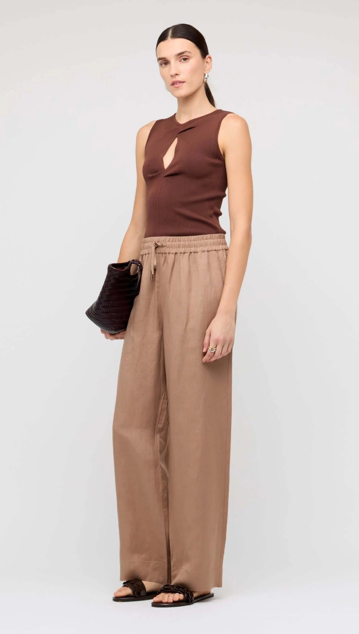 Staple the Label Arden Cutout Knit Top - Chocolate