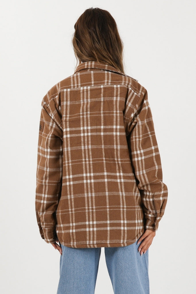 T&C Canyon Sherpa Shacket Chocolate