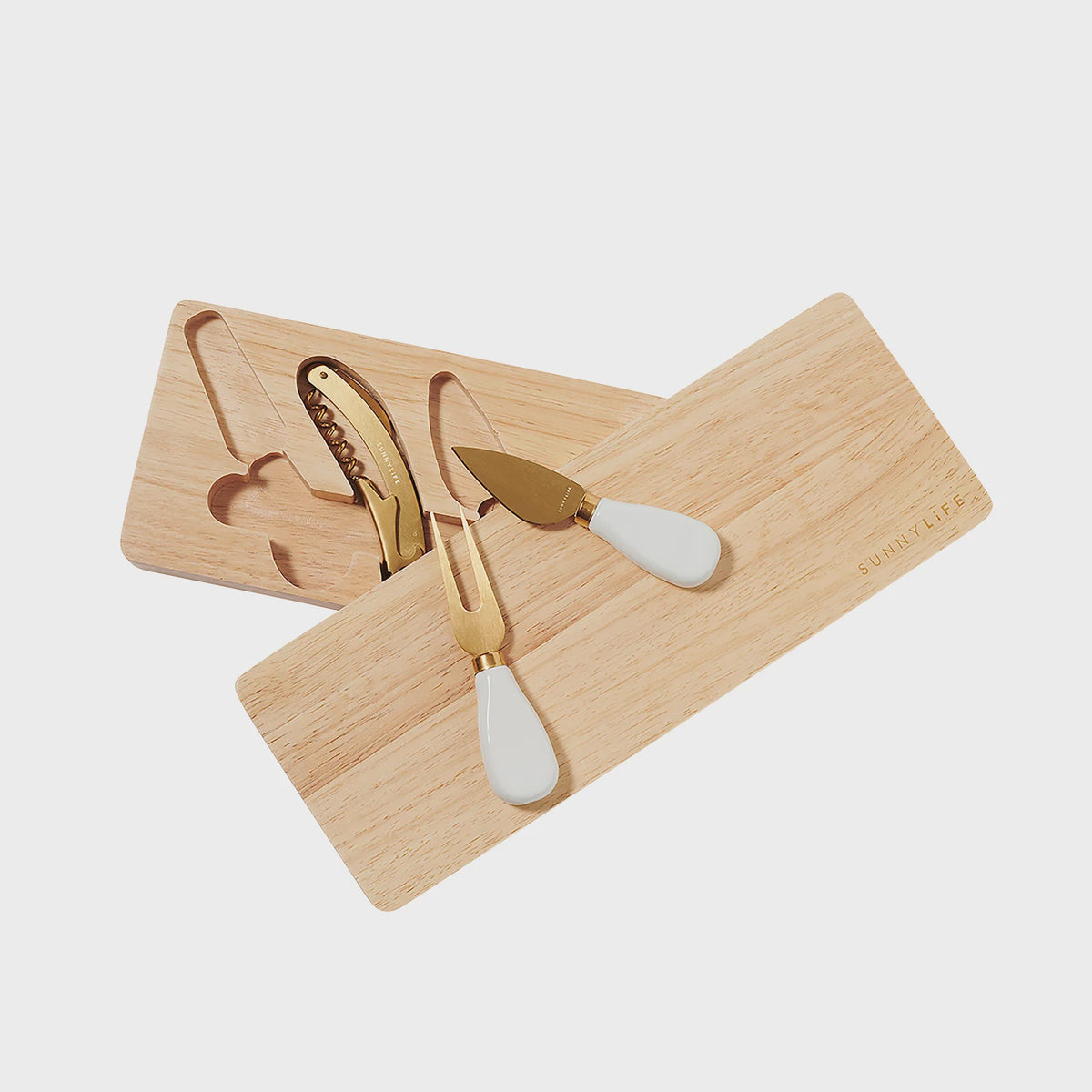 Sunnylife Travel Cheese Board Set Le Weekend Natural