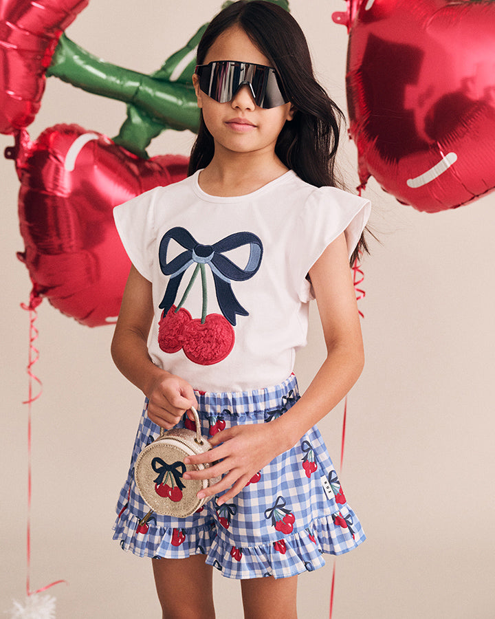 Huxbaby Cherry Bow Frill Sleeve Tee