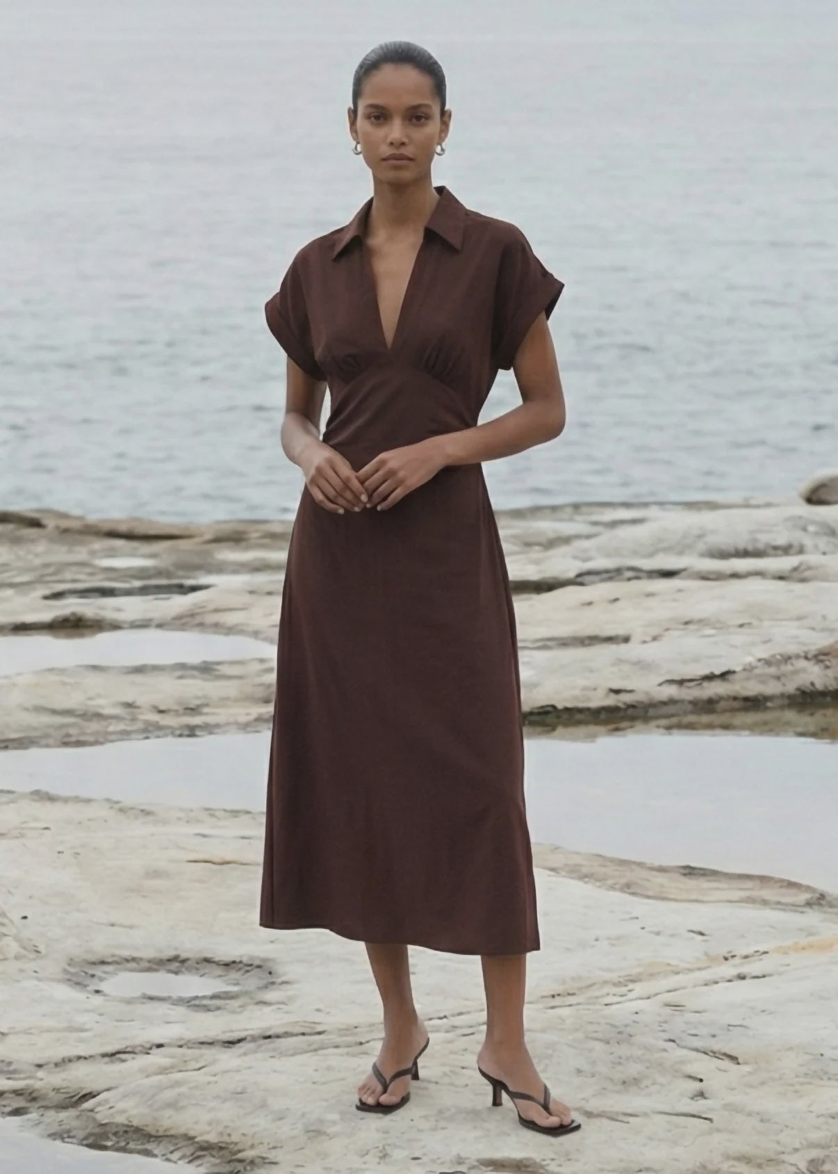 Staple the Label Rhodes Midi Dress Chocolate