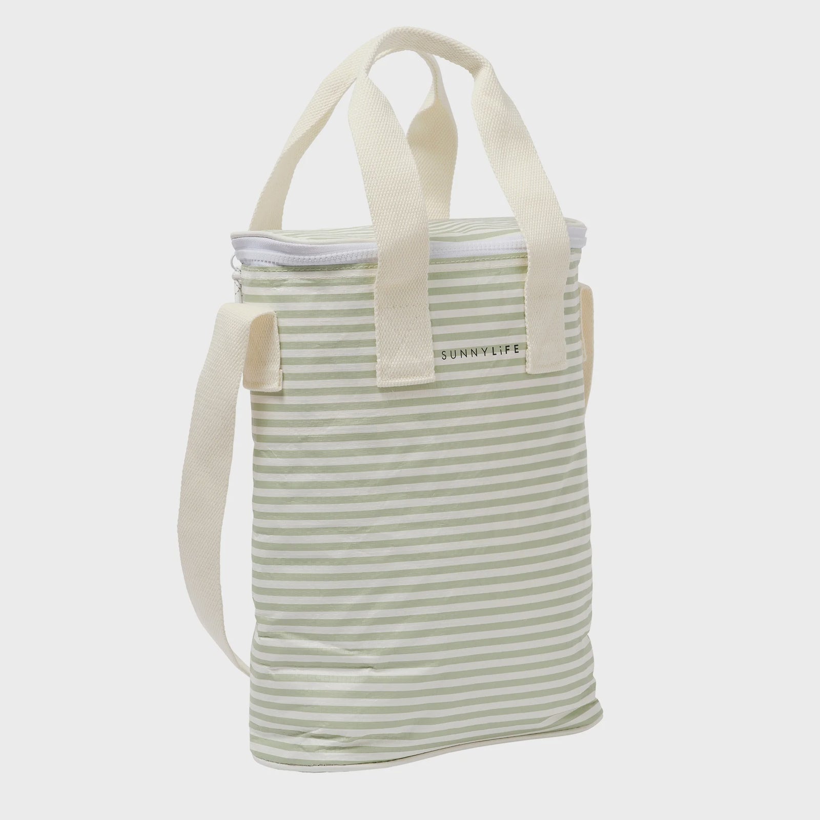 Sunnylife Light Cooler Drinks Bag Sea Sage Stripe