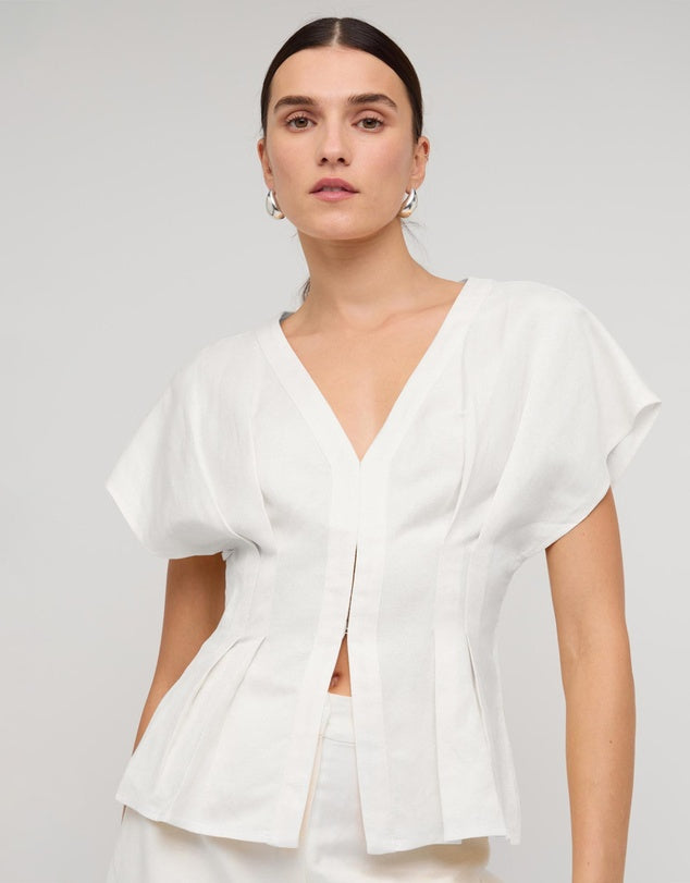 Staple the Label Estelle Pleated Blouse - White