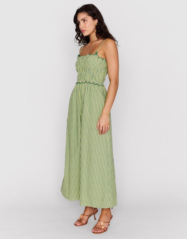 Mink Pink Capri Midi Dress Green Stripe