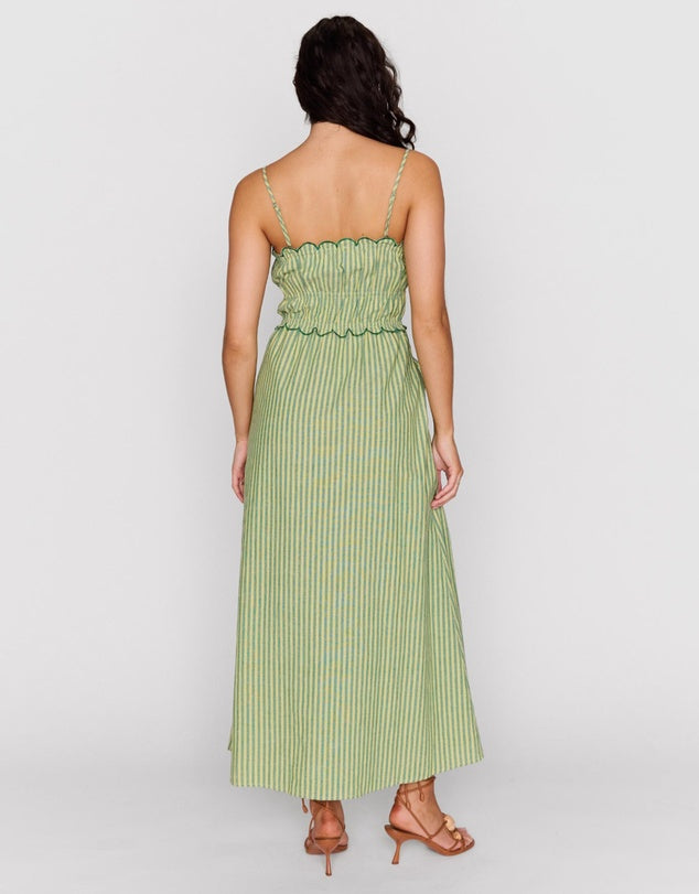 Mink Pink Capri Midi Dress Green Stripe