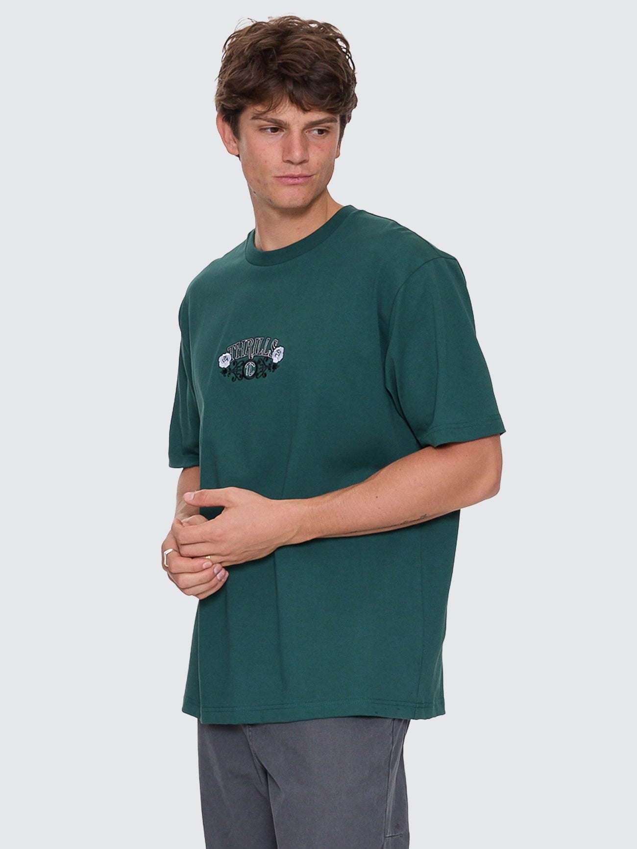 Thrills Locked In Oversize Fit Tee Varsity Green