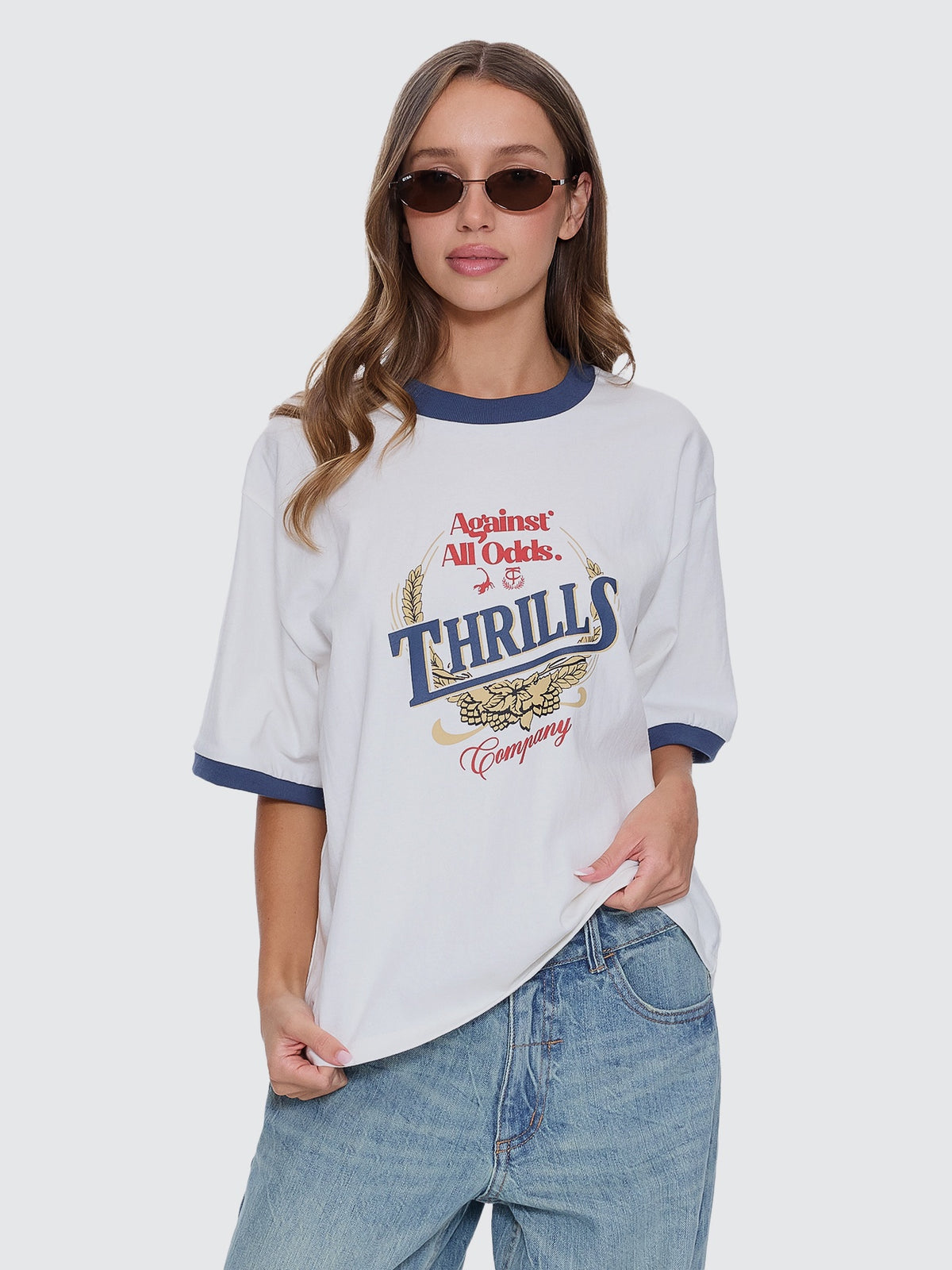 Thrills Never Better Square Tee Dirty White
