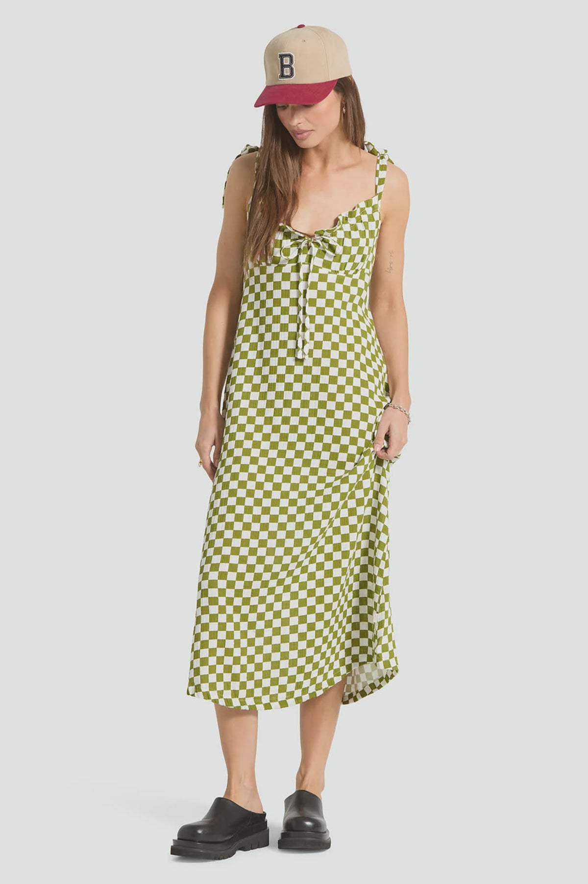 Brixton The Tie Dress Sublime Green Checkerboard