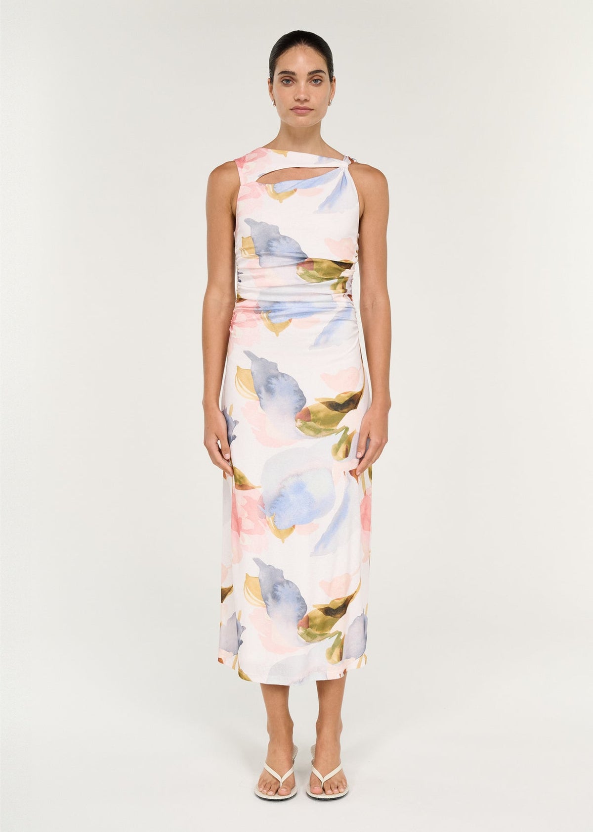 Staple the Label Valea Mesh Midi Dress Pastel Watercolour