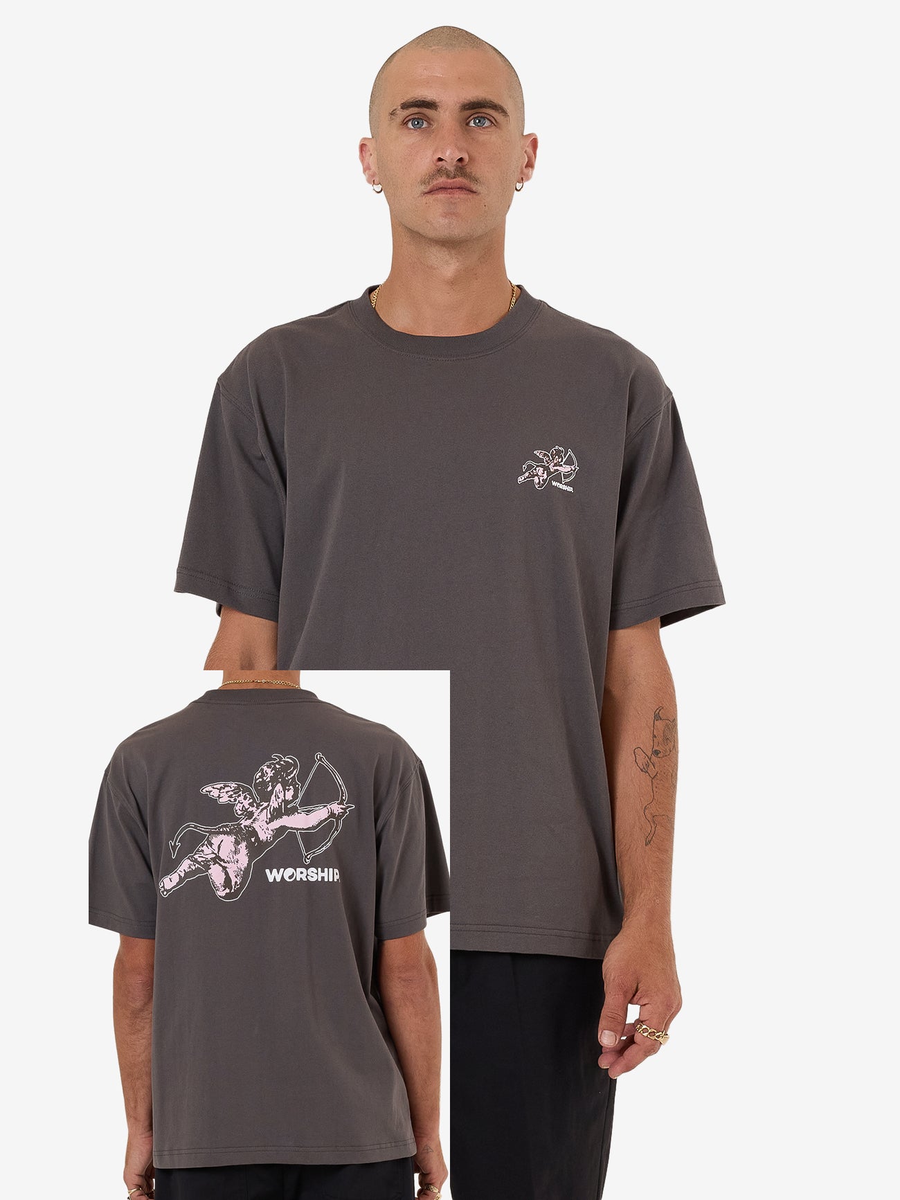 Worship Cherub Tee Worn Black