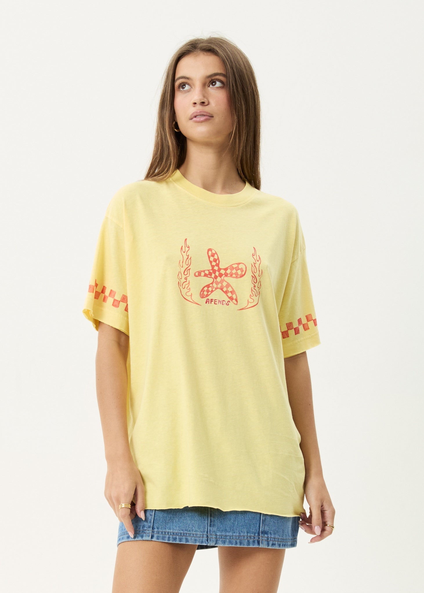 Afends Calda Hemp Oversized  Tee - Lemon