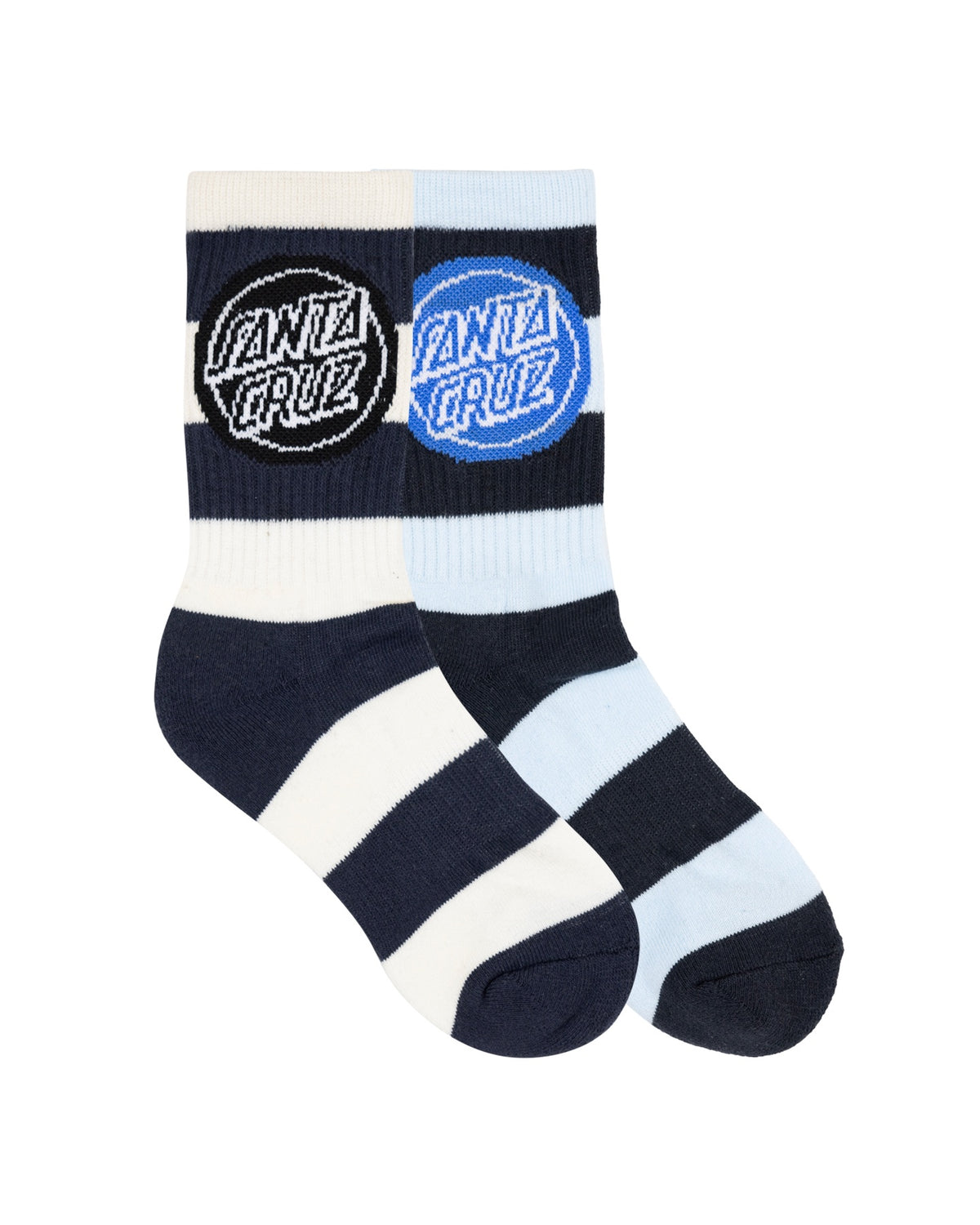 Santa Cruz Youth Reverse Dot Crew 2 Pack Dark Blue Stripe/Off Black Stripe