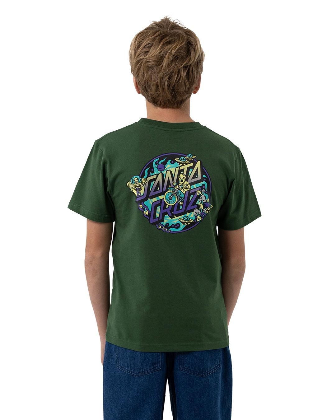 Santa Cruz Youth Winkowski Dope Planet 2 Dot Tee Dark Green