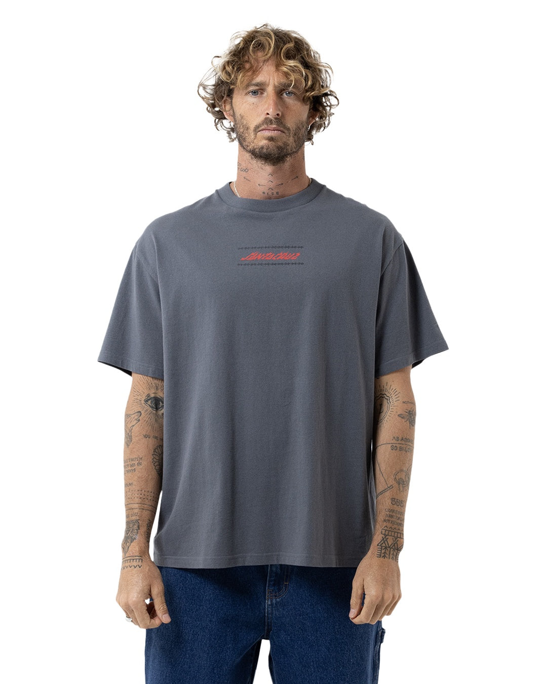 Santa Cruz Wired Flame Dot Tee - Box Fit - Dark Grey