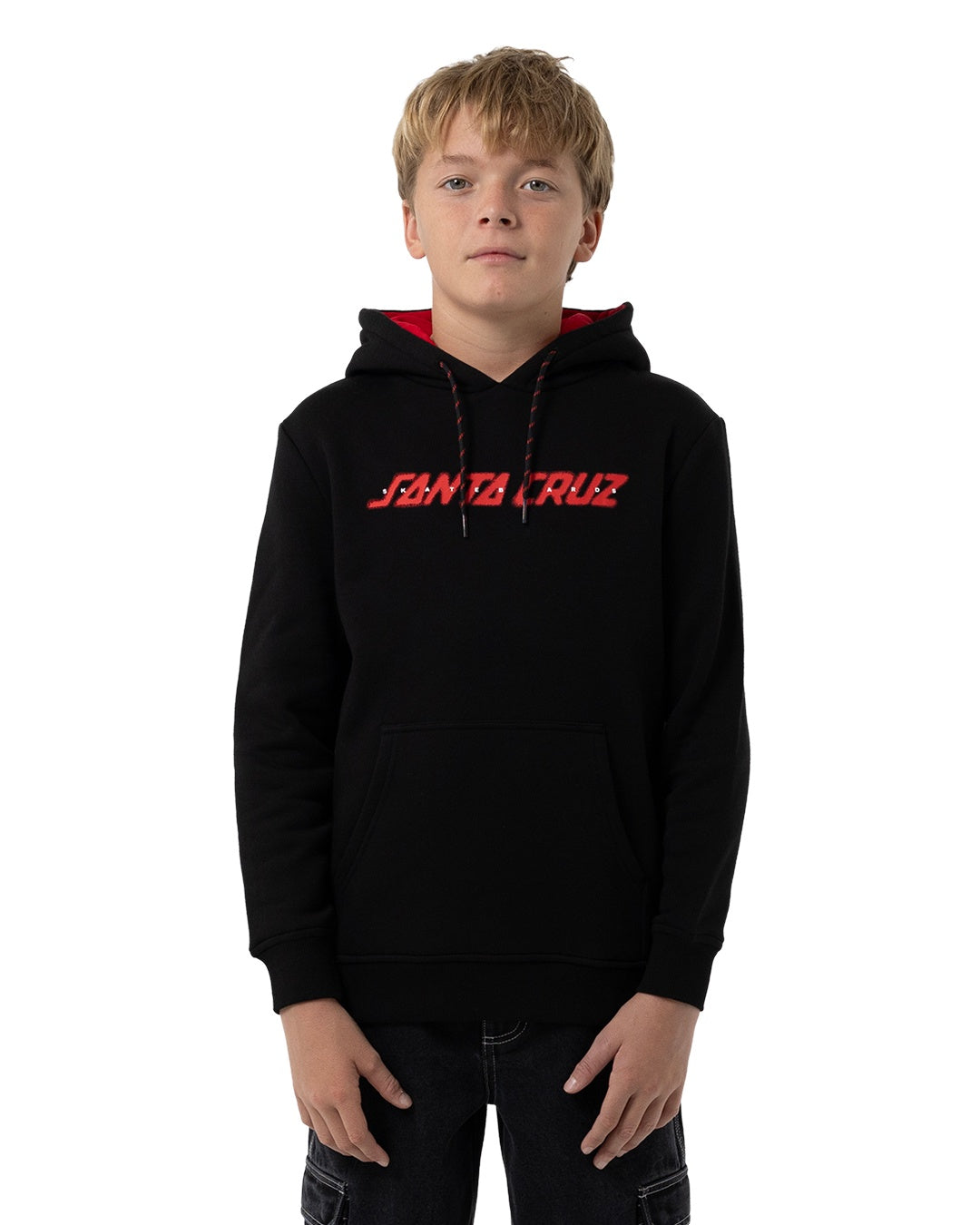 Santa Cruz Youth Spray Strip Front Hoodie Black
